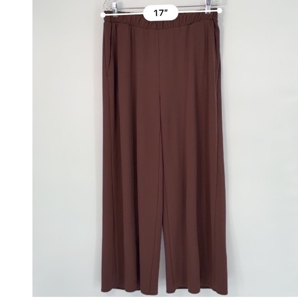 Zara Brown Wide Leg High Waisted Elastic Waist Trousers Pants L Fairycore 102-06 - Picture 6 of 13